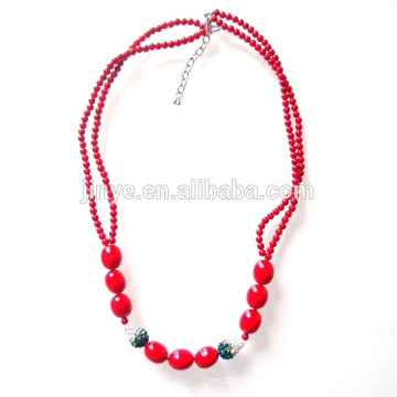 bohemian red shell pearl beaded necklace